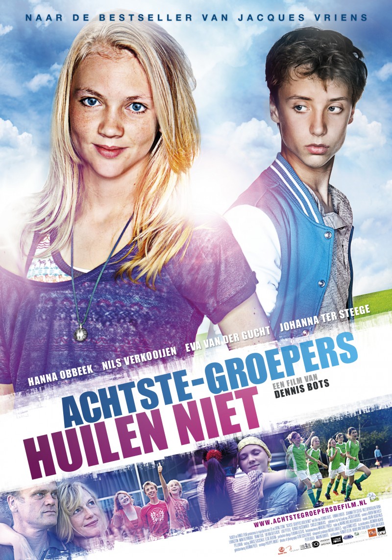 Poster van de film Achtste-groepers huile niet waarop de twee hoofdrolspelers afgebeeld staan met daaroverheen de titel van de film.