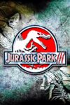 Filmposter van Jurassic Park 3 waarbij het skelet van de nieuwste dinosaursussoort zichtbaar is als silhouet op een rode achtergrond.